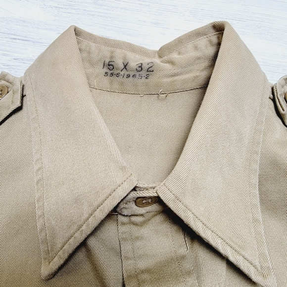Vintage 1950s Khaki Shirt Fordham Clothing Co. Rare Excellent Condition size 15 - Picture 4 of 9